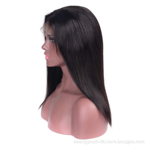 Brazilian lace front straight virgin human hair wigs with baby hair 13x4 frontal part wigs